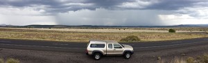Parked on the side of the highway checking out the monsoons in the distance.