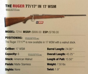 The New Ruger 77/17 - 17WSM Rifle Specs