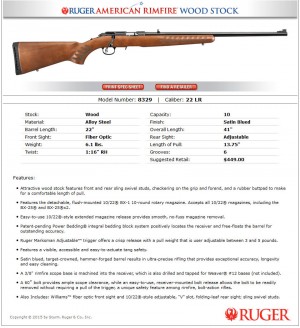 The Full Specifications of the New Ruger American Rimfire Wood