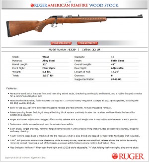 The Full Specifications of the New Ruger American Rimfire Wood