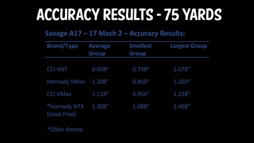 Accuracy Results from the Savage A17 in 17 Mach2