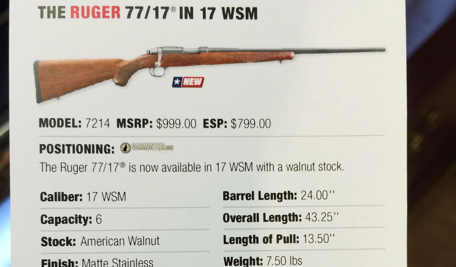 New Ruger 77/17 – 17WSM Rifle Gallery from the NRA Meeting in Nashville